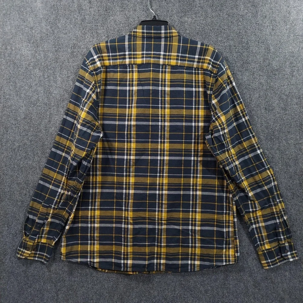 Banana Republic‎ Shirt Men XLT Tall Blue Yellow Plaid Flannel Slim Fit Untucked